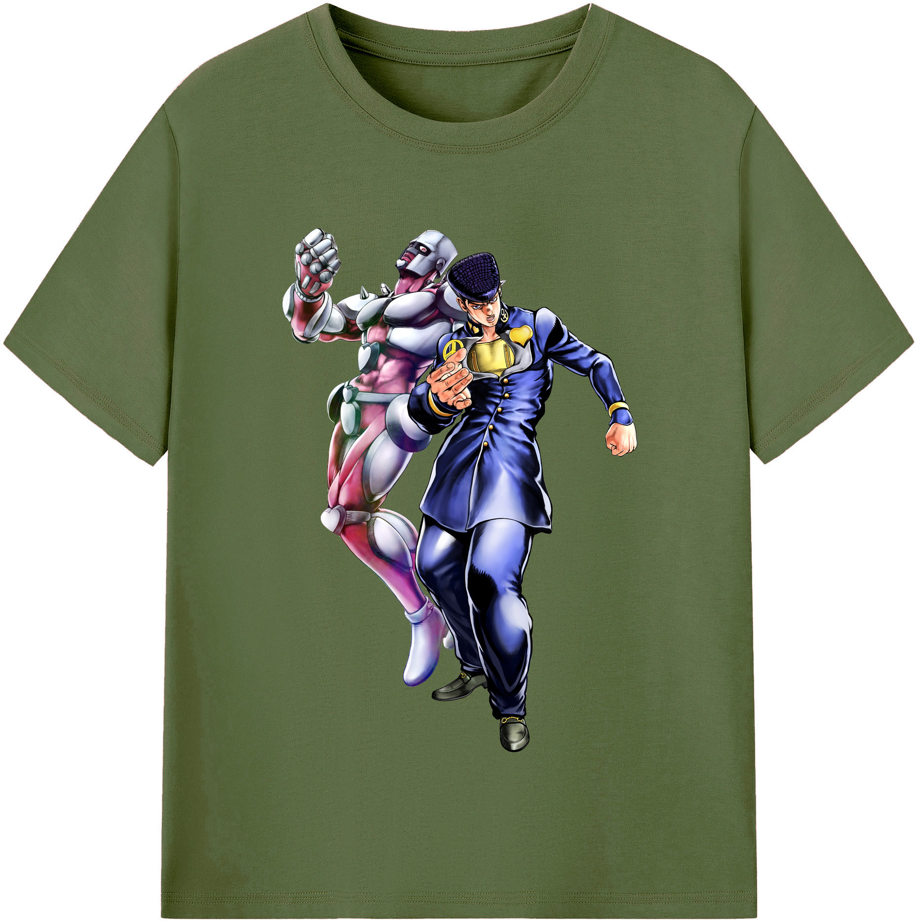 （画像用） ジョジョの奇妙な冒険 ひがしかた じょうすけ JoJo's Bizarre Adventure Higashikata Josuke 綿100％半袖Tシャツ（フロントプリント）